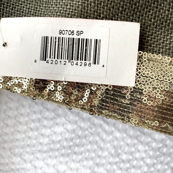 Muche Et Muchette Stylish Gold and Tan Burlap Tote Bag Waxed Bottom - Picture 9 of 12